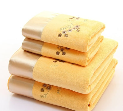 2pcs/set Microfiber Elegant Embroidered Towel