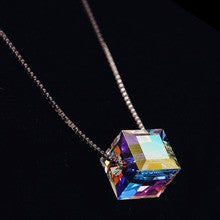 Rubik'S Cube Necklace Crystal Short Necklace