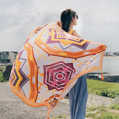 New HOT SALE! Silk travel  beach towel.Summer sunscreen scarf