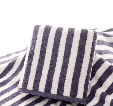 Men 100% Cotton Blue Brown Striped Bath Towel